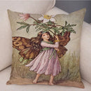 Axyaa Flower Girl Cushion Set - Fairy Tale Decor for Living Room, Bedroom Sofa
