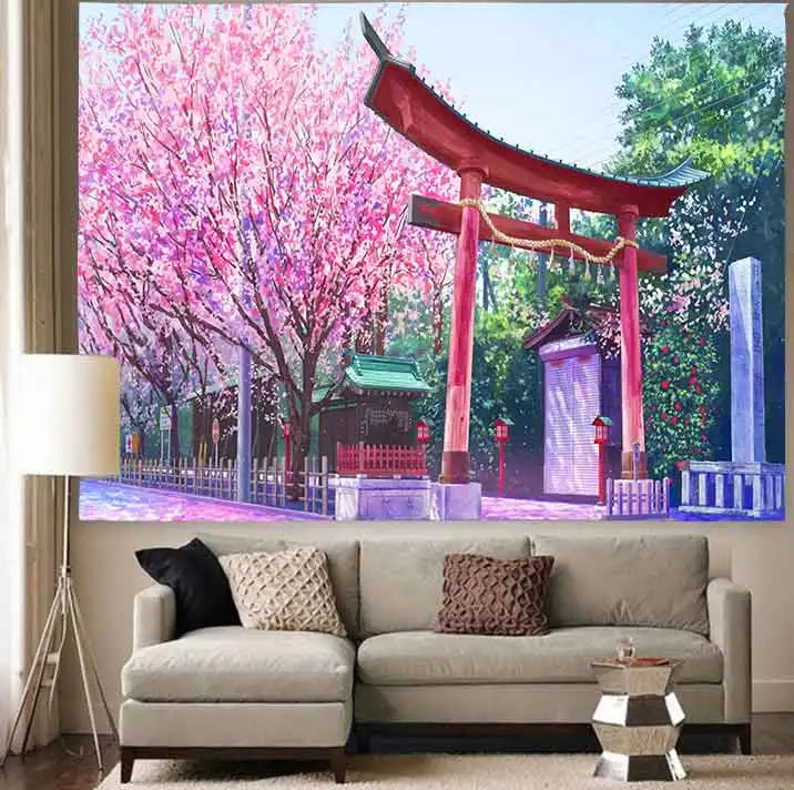 Axyaa Cherry Blossom Tree Forest Tapestry Wall Hanging for Bedroom Decor
