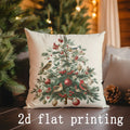 Axyaa Christmas Theme Cushion Cover: Santa & Winter Scenes Pattern for Sofa, Bedroom, Car Pillows