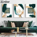 Green Gold Marble Islamic Calligraphy Poster Art for Home Decor by Axyaa