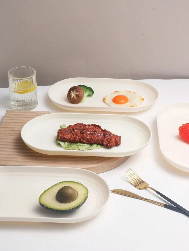 Axyaa Beige Plastic Dinner Plates, Ideal for Desserts, Family Gatherings, Parties, and Picnics