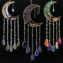 Axyaa Agate 7 Chakra Gem Dream Catcher Wall Decor Moon Gemstone Wind Chime