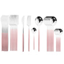 Axyaa 24Pcs Green Gold Stainless Steel Dinnerware Set Cutlery Tableware Silverware