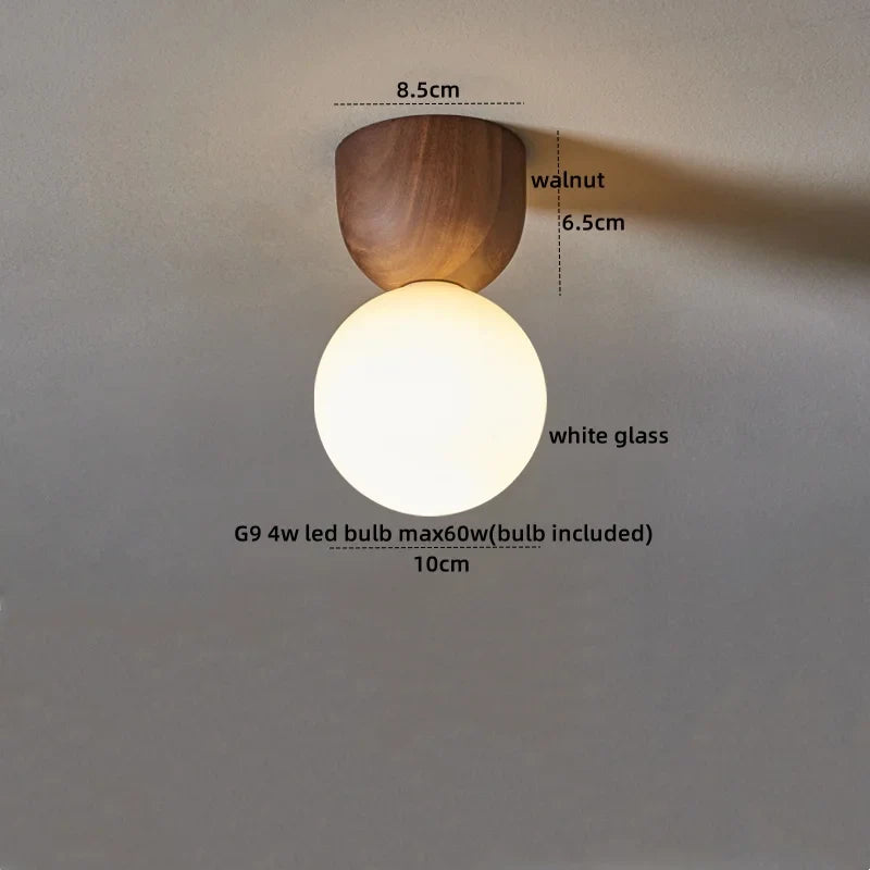 Axyaa Walnut Glass LED Ceiling Light Modern Art Decoration Fixture