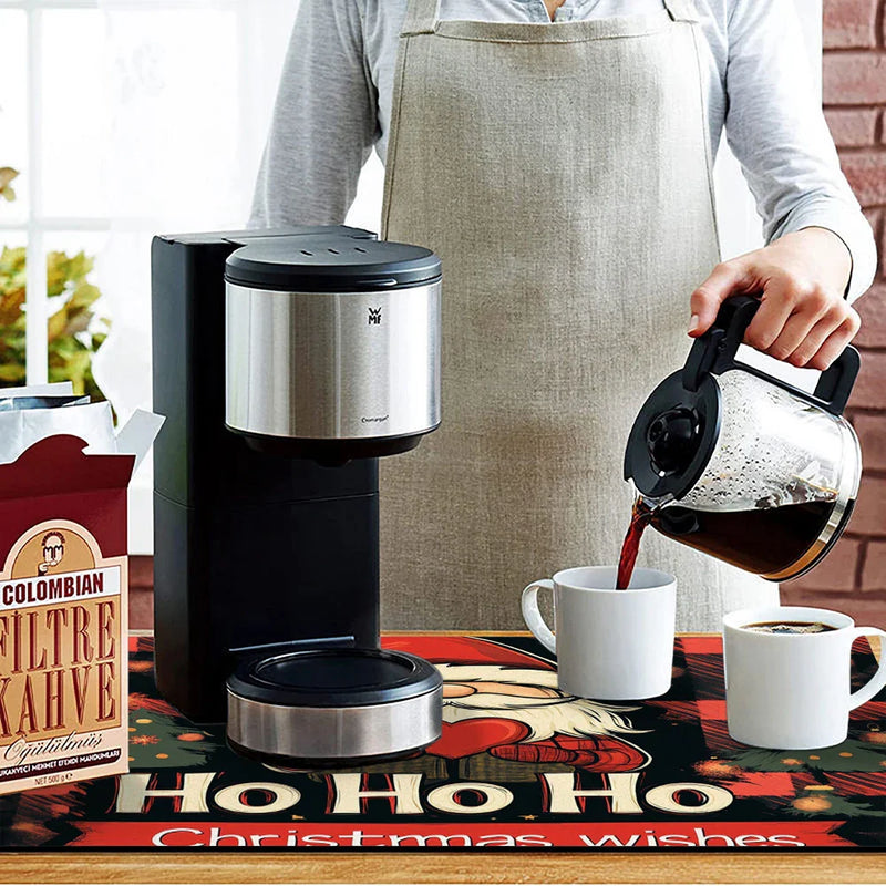Axyaa Christmas Dwarf Kitchen Draining Mat: Absorbent, Anti-slip, Quick-Dry Drain Pad