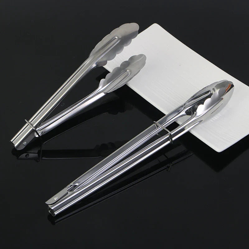 Axyaa Stainless Steel Food Tongs - Kitchen Buffet Clamp and Salad Steak BBQ Tool