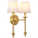Axyaa Copper LED Wall Lamp with Fabric Lampshade for Bedroom and Living Room