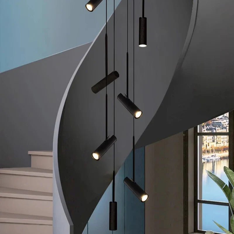 Axyaa Staircase Chandeliers Hanging Light Modern LED Pendant Lamps Indoor Living Room Lighting