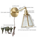 Axyaa Nordic Brass Glass LED Wall Lamp - Vintage Wall Sconce