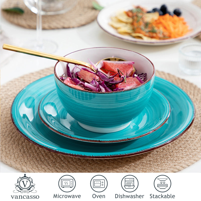 Axya™ Bella-H Porcelain Dinner Set - 4 Colors, 16/32/48-Piece Ceramic Tableware Set