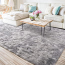 Axyaa Tie-Dye Memory Foam Plush Rug, Light Gray Large Rug for Living Room & Bedroom