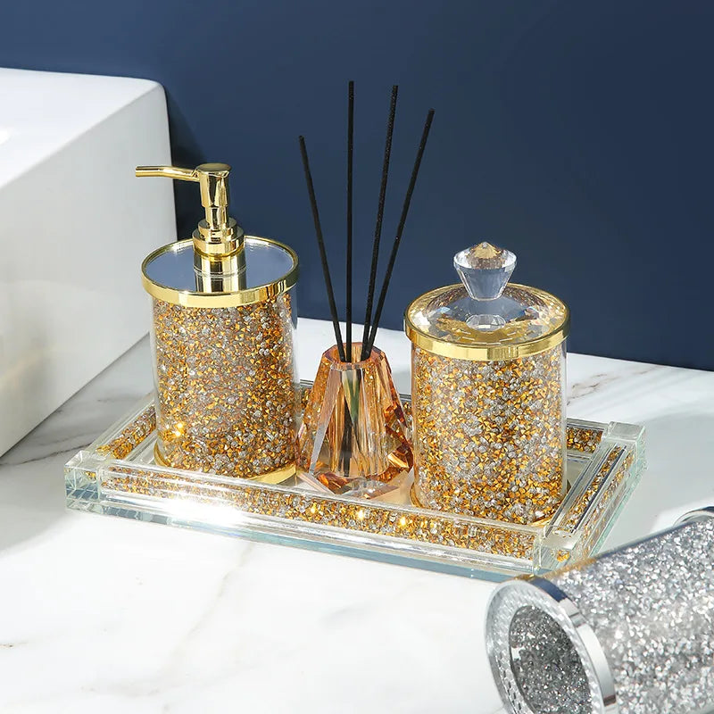 Axya Gold Glitter Bathroom Accessories Set