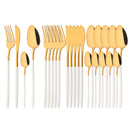 Axyaa 24-Piece Stainless Steel Cutlery Set - Black Mirror Finish