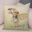Axyaa Flower Girl Cushion Set - Fairy Tale Decor for Living Room, Bedroom Sofa
