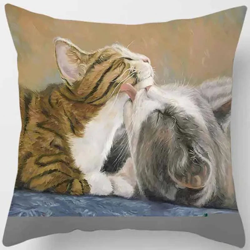 Cute Cat Print Pillowcase for Home Decor - Axyaa Brand