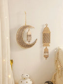 Axyaa Ramadan Wooden Moon & Star Ornaments, Eid Decor, Lantern Wall Decor, Gift