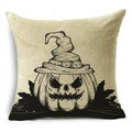 Axyaa Skull Pumpkin Printed Linen Throw Pillowcase for Living Room Party