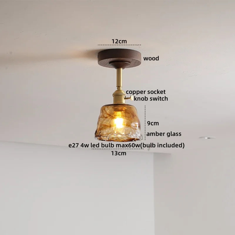 Axyaa Green Glass LED Ceiling Lights for Modern Indoor Lighting