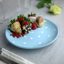 Axyaa 12-Piece Light Blue Polka Dot Ceramic Dinnerware Set - Service for 4