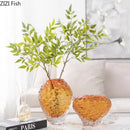 Axyaa Amber Glass Vase for Stylish Flower Arrangement and Desk Decoration