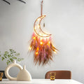 Axyaa Grey Moon Feathers Dream Catcher 60cm Large Handmade Indian Style Wall Hanging