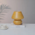 Large Glass Mushroom Lamp with Tricolored LED Bulb - Axyaa Nightstand Light