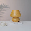 Large Glass Mushroom Lamp with Tricolored LED Bulb - Axyaa Nightstand Light