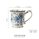 Axyaa French Blue and White Porcelain Coffee Mug, Ceramic Water Cup for Home and Tea Time