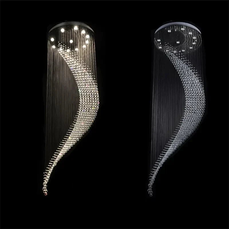 Axyaa Crystal Ball Chandelier: Modern LED Spiral Hanging Light for Luxury Home Decor