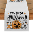 Axyaa Halloween Jack-o'-lantern Skull Table Runner for Kitchen Dining Decor