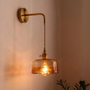 Axyaa Glass Copper LED Wall Lamp Sconce Vintage Style for Bedroom Dining Room