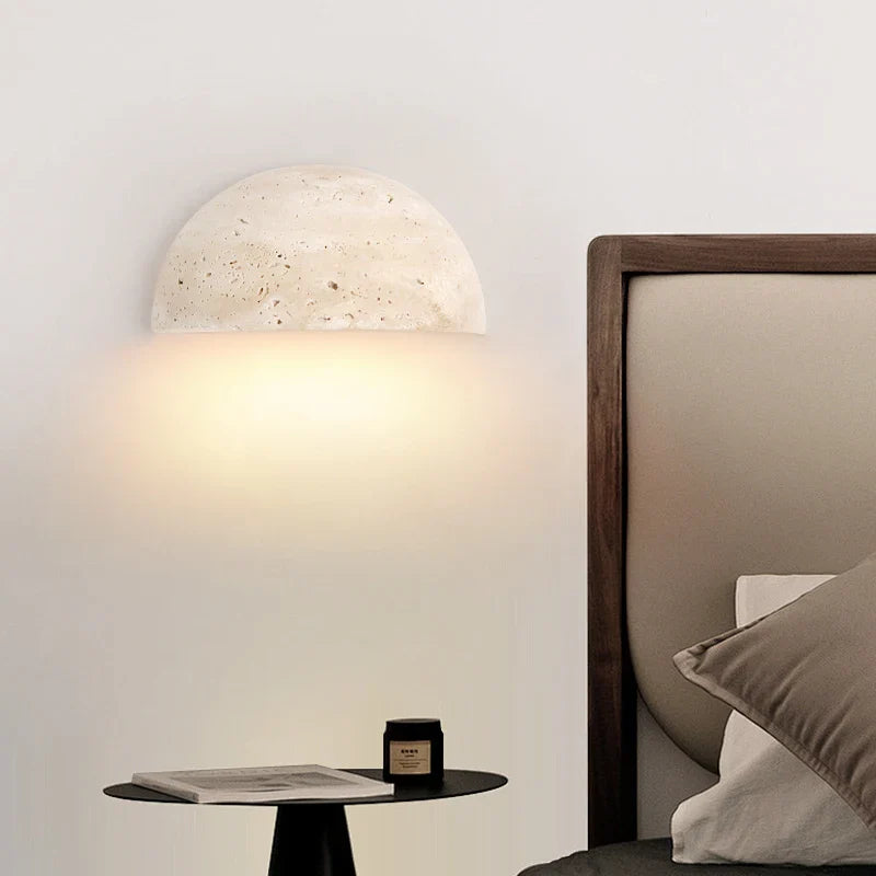 Axyaa Small LED Wall Sconce Yellow Travertine Wabi Sabi Wall Lamp