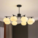 Axyaa Cream Glass Sphere Ceiling Chandelier. Modern Living Room, Bedroom, Dining Room Lighting.