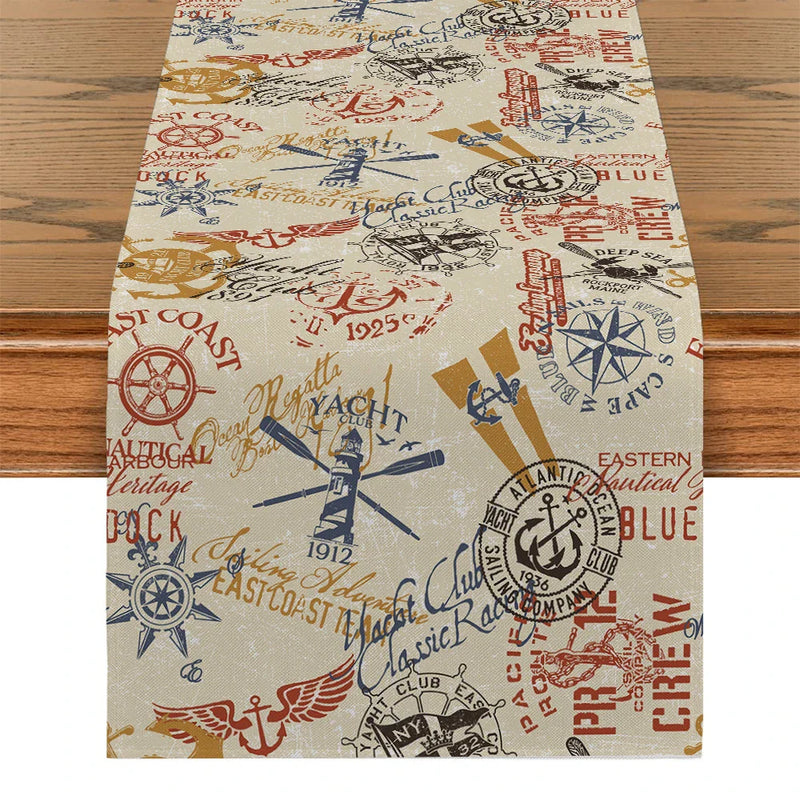 Nautical Style Table Runner for Farmhouse Kitchen Decor by Axyaa