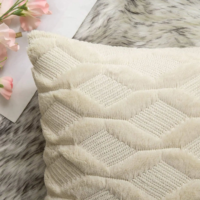 Axyaa Plush Pillow Cover 45x45cm Cozy Cushion for Home Living Room Sofa