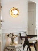 Axyaa White Marble Wall Lamp for Living Room, Staircase, Bedroom - Minimalist Circular Design