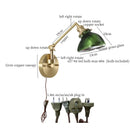 Axyaa Brass Glass LED Wall Sconce, Pull Chain, Rotating Mirror, Vintage Style