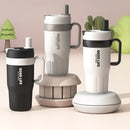 Axyaa Double-layer Stainless Steel Thermos Tumbler with Handle & Straw