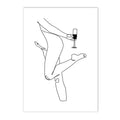 Axyaa Minimalist Wine Cup Woman Body Line Art Canvas Wall Print for Home Decor