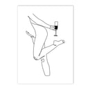 Axyaa Minimalist Wine Cup Woman Body Line Art Canvas Wall Print for Home Decor