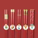 Axyaa Christmas Korean Reusable Chopsticks Set, Non-Slip, Food-Grade, Dishwasher-Safe