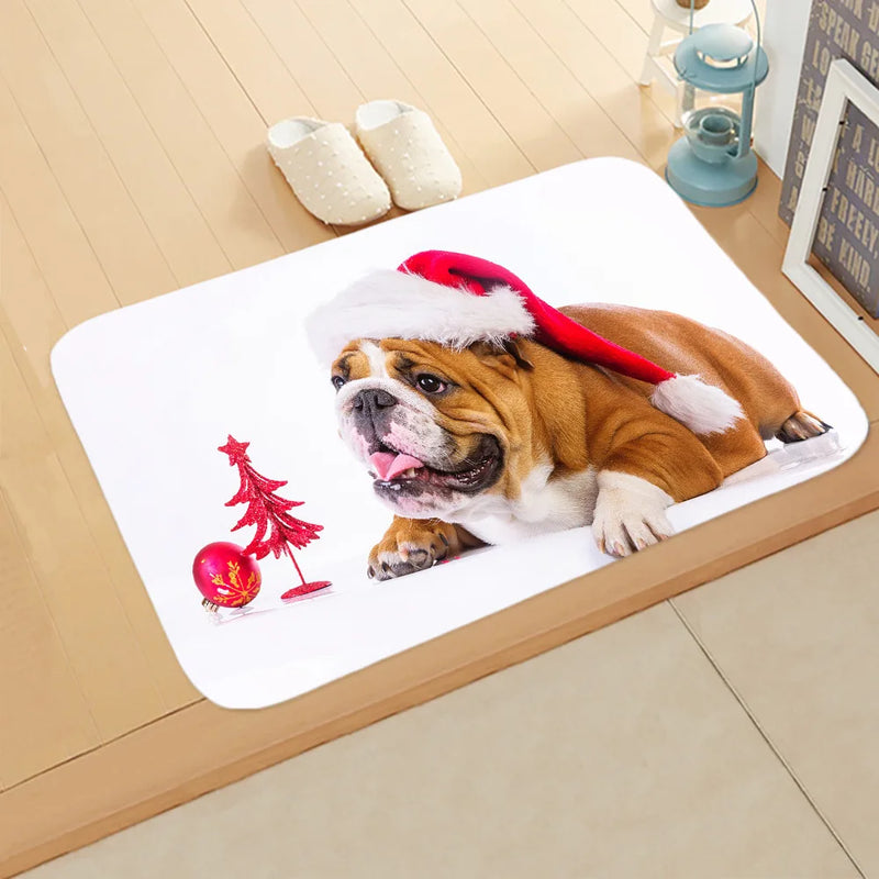 Axyaa Christmas Cat Dog Print Animal Door Mats Non-Slip Floor Home Decoration