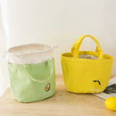 Axyaa Cute Drawstring Fruit Embroidery Lunch Bag for Kids, Thermal Insulated Tote
