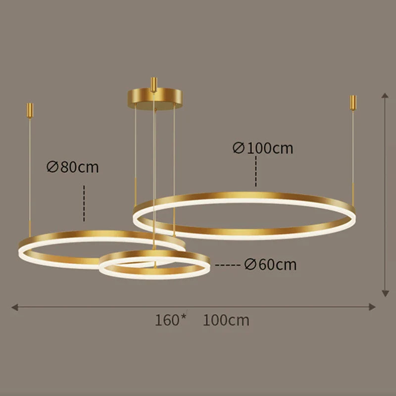 Axyaa Nordic Rings Pendant Light Fixture for Dining and Living Room Decor