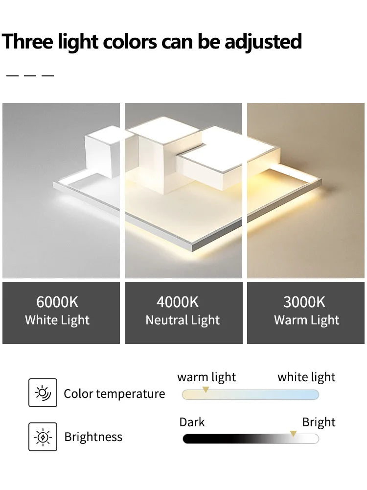 Axyaa Nordic Square Ceiling Lamp Modern Minimalist Master Bedroom Lighting