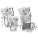 Axyaa Marble White Porcelain Coffee Set for 6 - 6 Cups 5.5 Inch 500ML Square