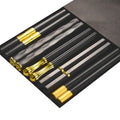 Axyaa Black Alloy Chopsticks Set - 5 Pairs for Sushi, Noodles, and More