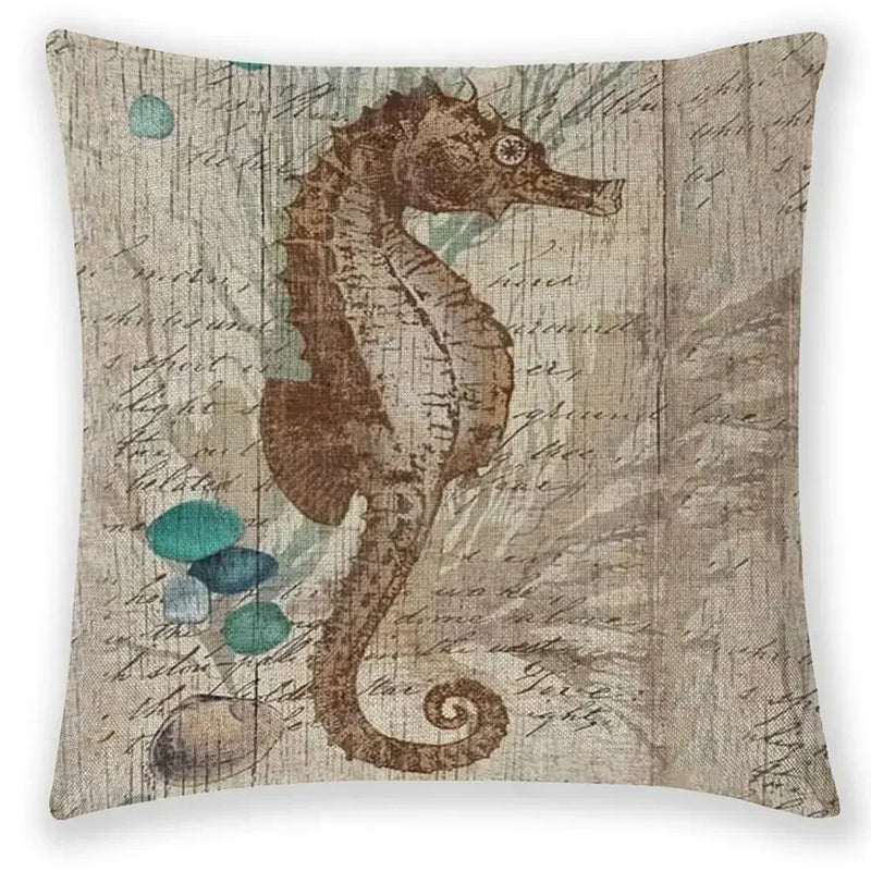 Axyaa Sea Animal Linen Pillow Case 45*45cm Home Decoration