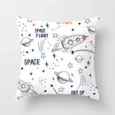 Axyaa Space Cat Moon Cushion Cover Universe Sun Planet Rocket Pillowcase