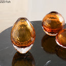 Axyaa Hexagonal Texture Glass Vase - Round Floral Vase for Desk Decoration and Flower Arrangement